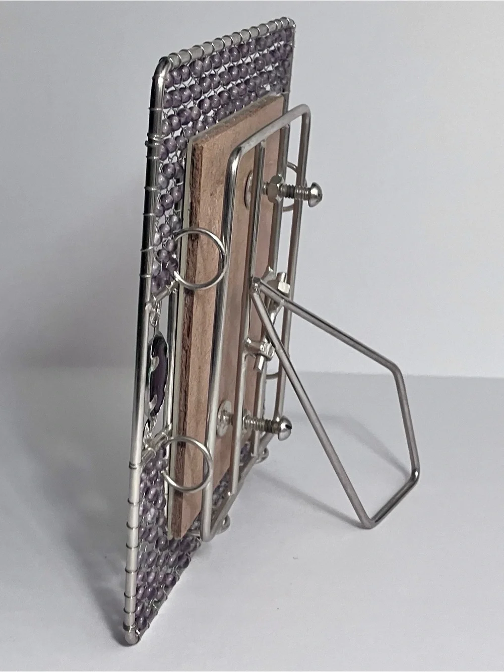 PURPLE GLASS Beaded NEW VIEW Frame / Holds 3.5x5 Photo / UNUSUAL Handmade
